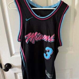 2 Nike Wade #3 Black Jersey with Pink and Blue Trim